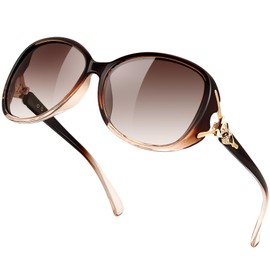 MAIVARDAY Women's Sunglasses, UV 400, Polarized, UV Protection, Small Face Effect, Light Blocking, Oval Type, Fashionable, Large, Lightweight, For Driving, A2: Sunglasses for women + brown