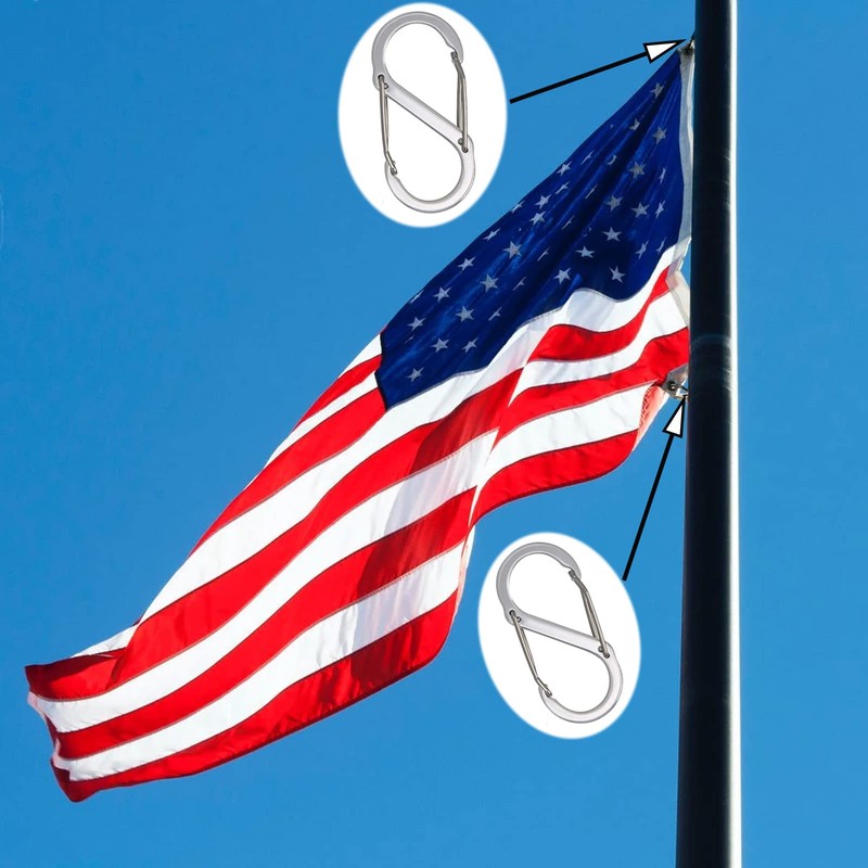 GIYOMI 6 PCS Flags Snaps Hooks, Flag Pole Clip Snap