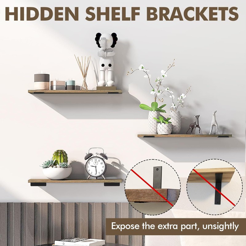 MIUGO 6 Pack Heavy Duty Shelf Brackets 8 inch, Floating