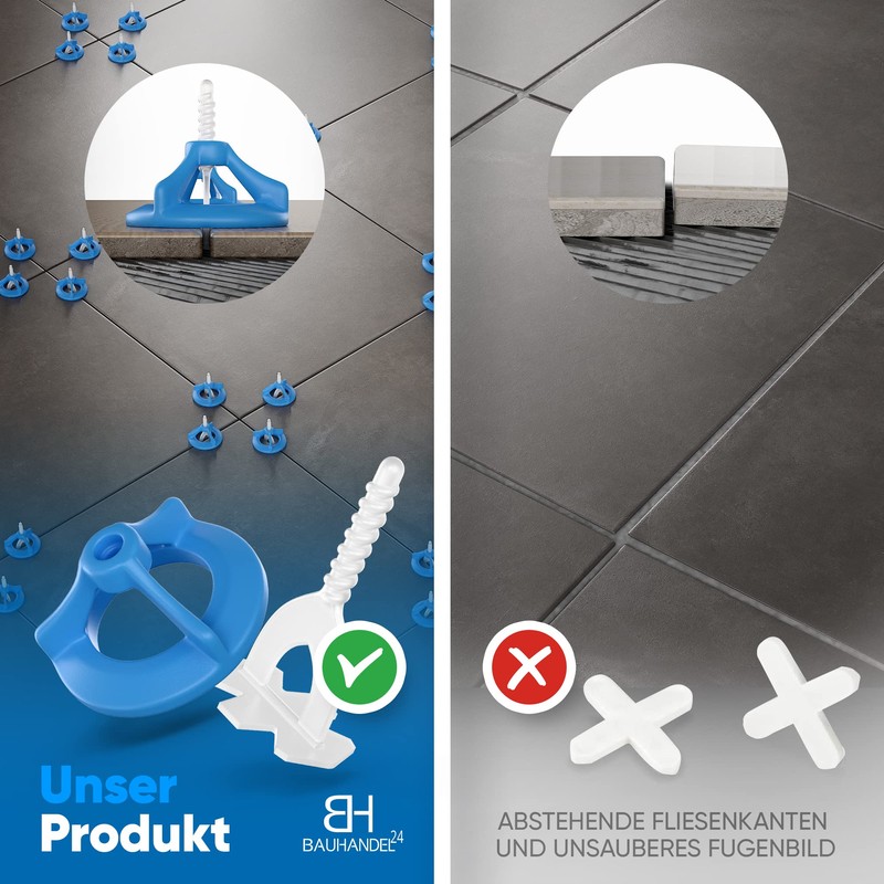 Bauhandel24 Tile Levelling System Set for Wall and Floor Tiles,