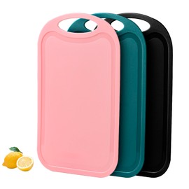 HMDZMR Cutting Coards for Kitchen,3 Piece Plastic Cutting Board Set, Chopping Board with Juice Grooves Carrying Handle