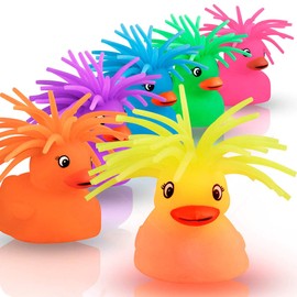 Light Up Funky Flashing Disco Ducks with Crazy Puffer Hair (Set of 24)