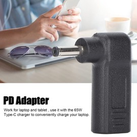 Type C Right Angle Adapter, 90 Degree Adapter Type C USB-C to Rectangle DC 65 W Quick Charge Angled PD Emulator for Laptop Tablet 4.0 x 1.35 mm