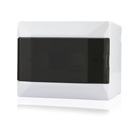 Lion Electric Surface-Mounted Fuse Box, 2-6 Modules, 1-Row Control Cabinet, White, Distribution Box, Cable Entry with Transparent Door, IP40, Small Distributor for Switches, Electrical Installation