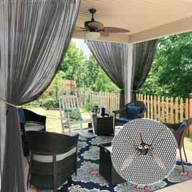 RYB HOME 2 Panels Porch Screen Mesh Outdoor Curtains Lightweight Mosquito Netting for Patio Gazebo Pool Hut Bug Netting Size Adjustable, Black, 118 inches Wide x 98 inches Long