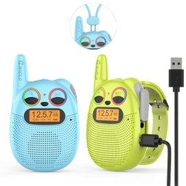 Qniglo Walkie Talkies for Kids Rechargeable 2 Pack,Christmas Birthday Gifts Toys for Age 3-12 Boys Girls, Long Range Kids Walky Talky with FM Radios for Family Adventure Camping Hiking Spy Games