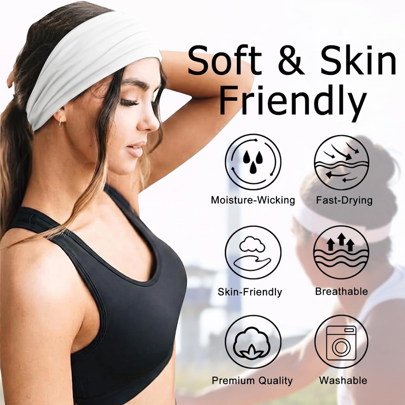 12Pcs Headbands for Women Non Slip Soft Elastic Polka Dot