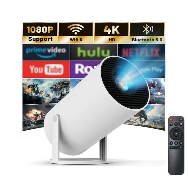 Mini Projector, 4K Portable WiFi Bluetooth Projector with Auto Keystone