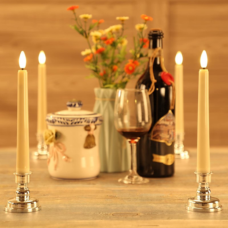 MIXALY 9PACK 8" LED 3D Wick Taper Candles with Remote