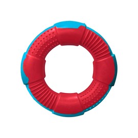Dur Medium Ring Dog Tug Toy, Red/Blue, Blackberry Scent, Durable Recycled Rubber – Interactive and Near Indestructible Dog Chew Toy for Boredom, Teeth Cleaning, Puppy Teething & Playtime, 13cm