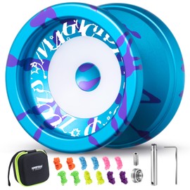 MAGICYOYO Responsive Yoyo V6S LOCUS for Kids 8-12, Professional Unresponsive Yoyo for Advanced, Dual Purpose Finger Spin Trick Yo-yo with 12 Yo yo Strings+Bearing Tool+Case Bag (Blue Purple)