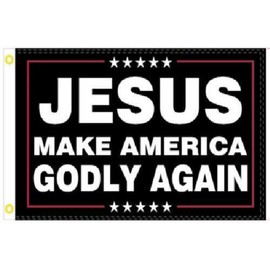3X5 JESUS CHRIST MAKE AMERICA GODLY AGAIN BLACK 100D FLAG