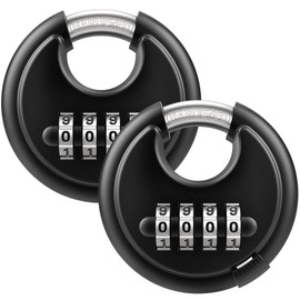 Puroma Combination Lock, 4 Digit Padlock with Hardened Steel Shackle, Keyless Heavy Duty Combo Lock for Outdoor Sheds Fence, Gate Hasps, Storage Unit, School Gym Locker (2 Pack, ‎Black)