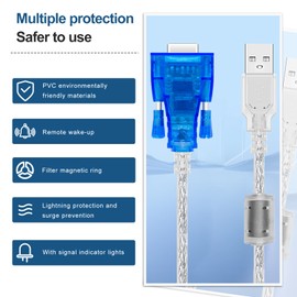 Buacoz USB to RS232 Serial Cable (5.9Feet) Connector DB9 RS232 Female Serial Port Industrial Adapter Supports Windows Series/Linux/MacOSX
