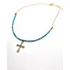 Boho Handmade Boho Blue Turquoise Cross Necklace Choose Gold Plate