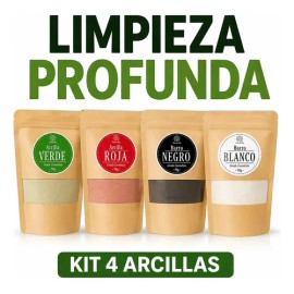 Kit Barro Mascarillas Arcilla Roja Verde Blanco Negro Normal