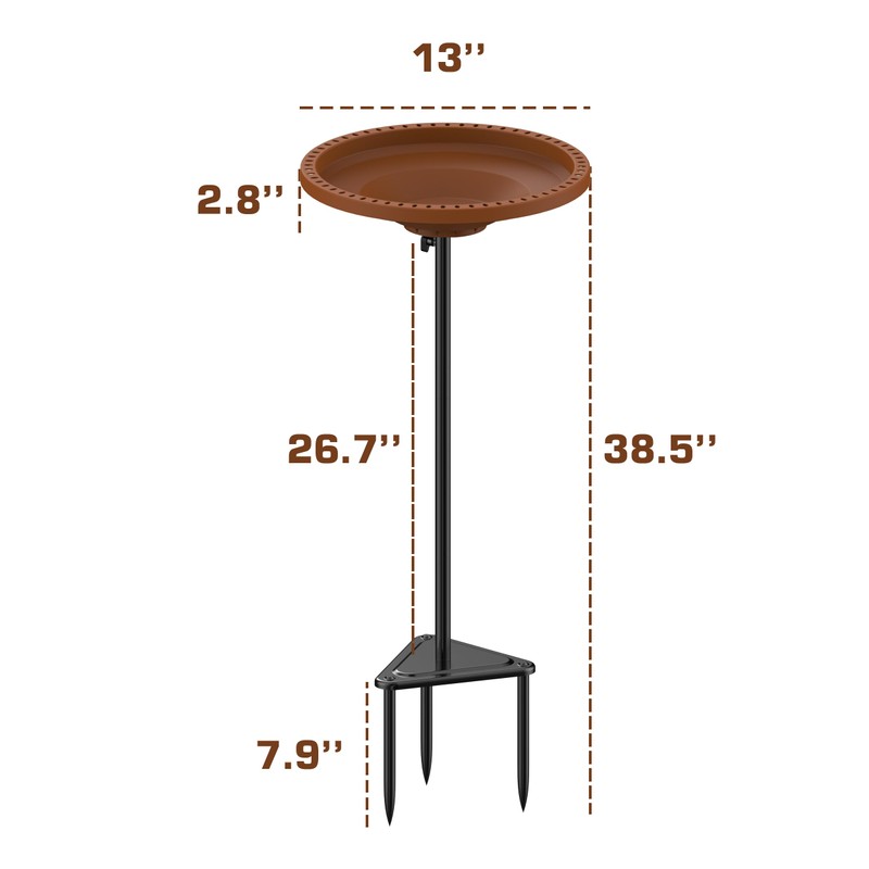 WiwiIron Bird Baths for Outdoors Heavy Duty, 38.5 in Detachable