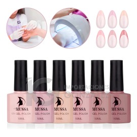 Gama De Gel Semipermanente Mussa® 6 Esmaltes Para Uñas Uv Color Gama The New Nude