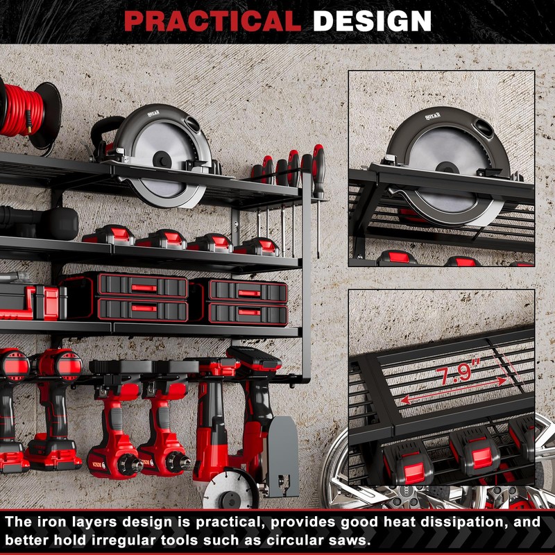 NattyDot 48" Large Power Tools Organizer Wall Mount,12 Drill Holder
