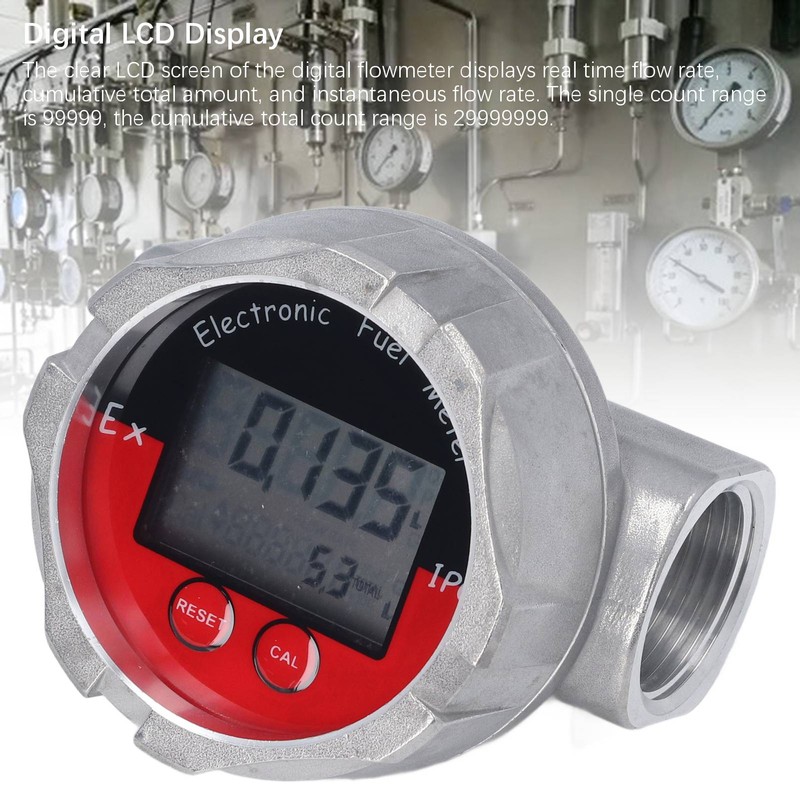 1 Inch Flow Meter LCD Display Digital Turbine Flow Gauge