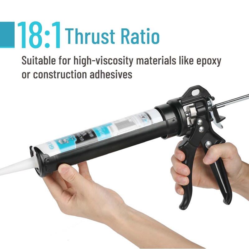 Bates- Caulking Gun, 18:1 Thrust Ratio, Black, Caulking Tool Gun,