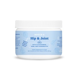Bocce's Bakery Hip & Joint Supplement for Dogs, Daily Chews Made in The USA with Glucosamine, MSM, and Chondroitin, Supports Healthy Joints, Peanut Butter & Honey, 60 ct