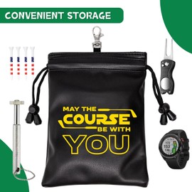 Funny Golf Valuables Pouch,Golf Pouch Bag with Drawstrings Tee Bag for Men Women - May The Course be with You