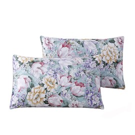 STYHO Floral Pillow Cases 2 Pack 100% Egyptian Cotton Blossom Flowers Pillowcases Soft Reversible Standard Pillow Covers with Envelope Design(Pink-blue, 50 x 75cm)