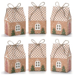 HSEAMALL 50PCS Christmas Party Gift Boxes,Kraft Paper Treat Candy Box Sweet Wedding Favour Boxes Xmas Gift Bag for Wedding Birthday Party Christmas Baby Shower