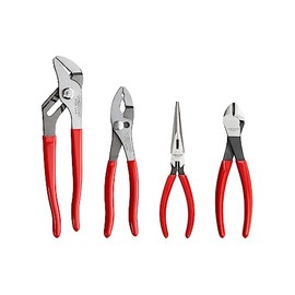TEKTON Pliers Set, 4-Piece (Groove Joint, Slip Joint, Long Nose, Diagonal Cutting) | PLR99022