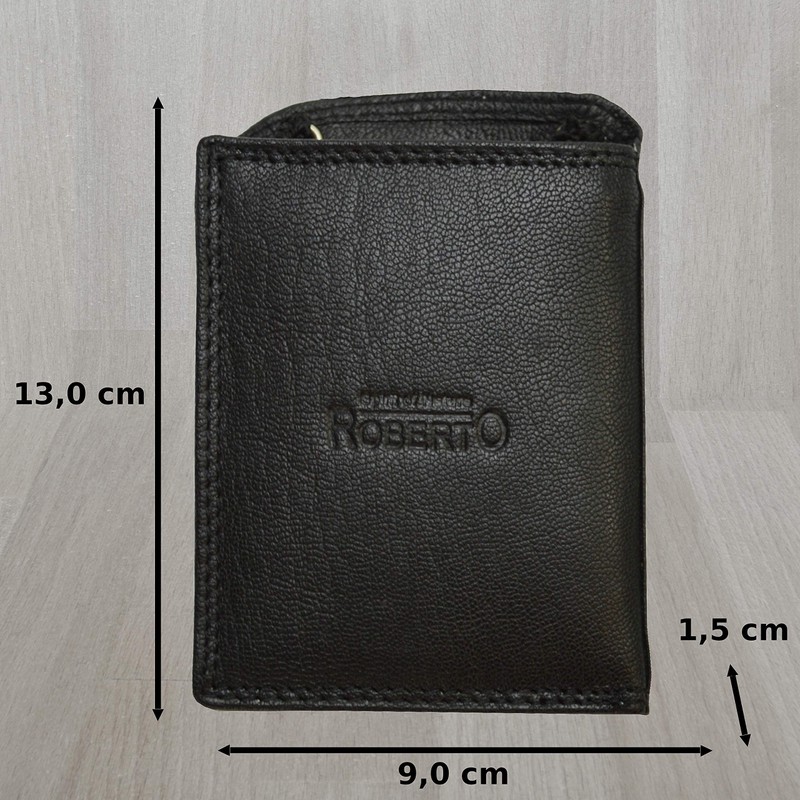 Roberto Genuine Leather Neck Pouch in Dark Brown, Nappa leather