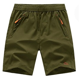 TBMPOY Men's Running Lightweight Elastic Waist Athletic Jogger Pace Shorts(ArmyGreen,us S)