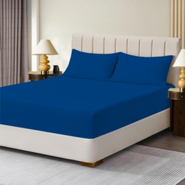 R&Z Extra Deep Polycotton Non Iron Fitted Sheet Easy Care 40cm (Royal Blue, King)