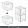 mDesign Plastic Stackable Bathroom Storage with Pull Out Bin Organizer