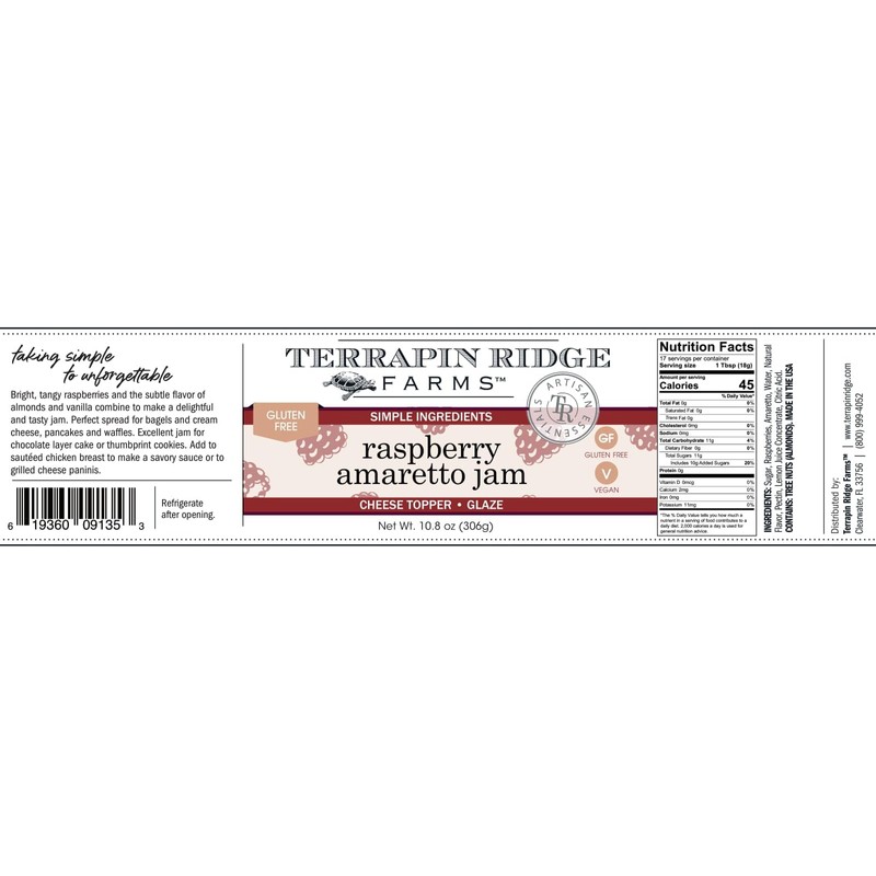 Terrapin Ridge Farms Raspberry Amaretto Jam – Two 10.8 Ounce