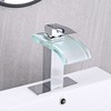 AVSIILE LED Bathroom Sink Faucet, Chrome Waterfall Single Hole Handle