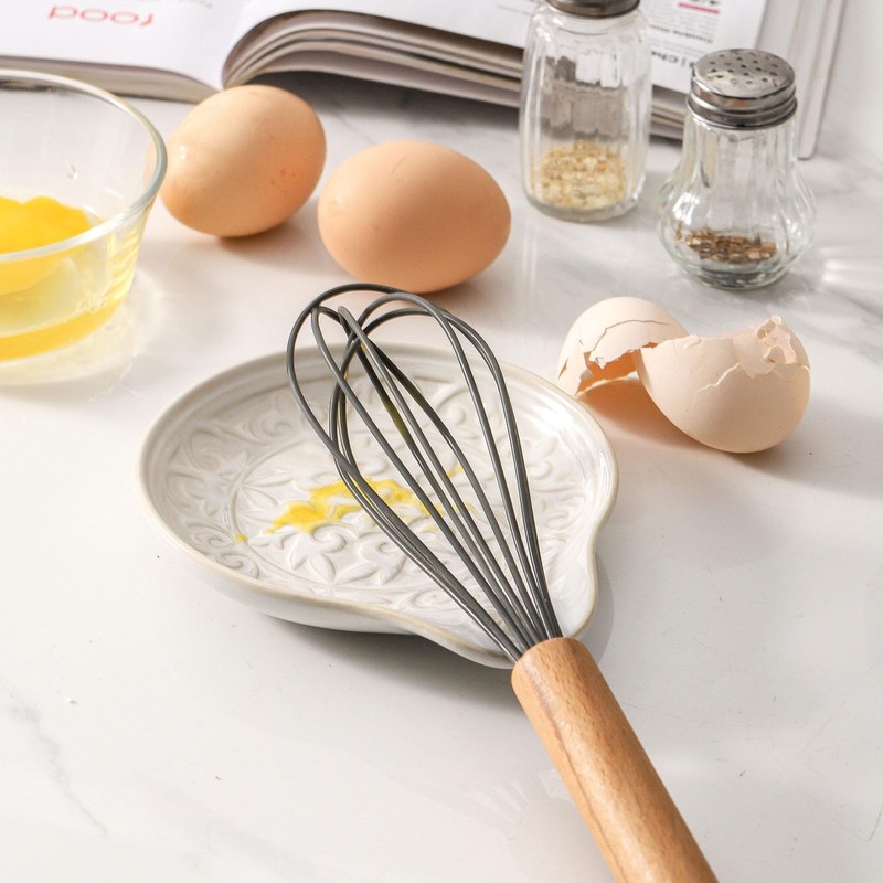 Howise Farmhouse Ceramic Spoon Rests Holder for Kitchen Counter Stove