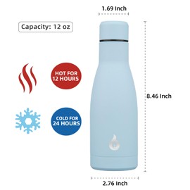 BJPKPK Insulated Water Bottle 12oz Small Stainless Steel Water Bottles Reusable Metal Thermal Keep Cold and Hot,Sky Blue