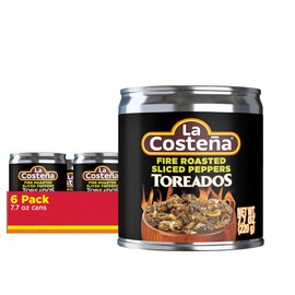 La Costeña Sliced Serrano Pepper Toreado - Fire Roasted Spicy Green Chiles for Mexican Food, Pico de Gallo, Taco Seasoning, Salsa Verde & Guacamole - Pickled Vegetables - 7.7oz, 6 Pack Canned Chilis