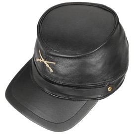 Hutshopping Civil War Hat Black State Cap Leather Hat Adjustable Metal Buckle, black