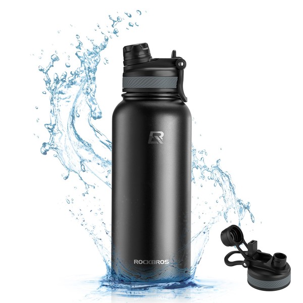 ROCKBROS Insulated Water Bottle with Straw, Stainless Steel Sports Water