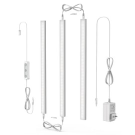 ASOKO Motion Sensor Dimmable Led Under Cabinet Lighting Plug in - 3 Pcs 12 inches Linkable Led Counter Light Bars, Led Closet Light Daylight White 4500K