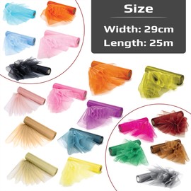 Trimming Shop Organza Roll Snow Sheer Glitter Fabric Elegant Decorative Cloth for Chair Bow Sash, Table Runner,Wedding Venue, Party Decoration, 25m x 29cm, Purple