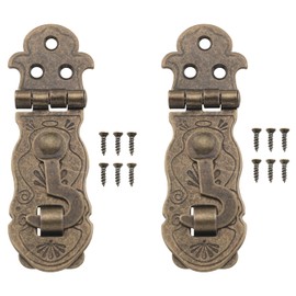 ZZLZX 2PCS Antique Wooden Box Decorative Latch 12 Screws Wooden Chest Jewelry Box Furniture Vintage Metal Hasp 90 Degree Antique Gift Box Latch Diary Wooden Box Hook Jewelry Box Tool Box Latch