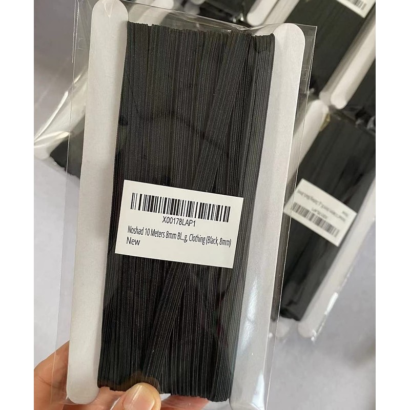Noshad® 8mm - 1/3" Black Flat Elastic Band for Sewing