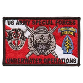 Bayonet Design TM - Special Forces Underwater Operations Embroidered Patch - 4" X 2 1/2" Wax Backed (Diver Down Style) Merrowed Edge - Green Beret - Combat Diver - ODA - SFG