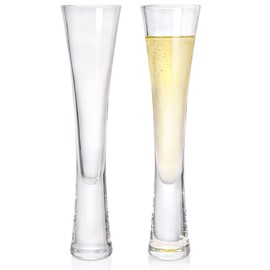 YIMITEE 2 Pack 5 Oz Champagne Flutes Glasses, Unique Elegant Sparkling Wine Glass, Ultra-long Shape Crystal Glassware Set for Prosecco, Mimosas, Cocktails, Birthday, Wedding, Parties, Wine Tasting