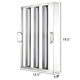 EcoExplorer Commercial Hood Filters 19.5"x15.5"x1.9" | 430 Stainless Steel with 3 Grooves | Range Hood Filters for Restaurant Kitchen Exhaust Hoods | Pack of 6