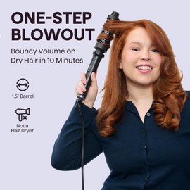 Wavytalk Thermal Brush, 1 1/2 inch Heated Round Brush with Detachable Head, Velvet Pouch and Dual Voltage for Travel, Easy to Create Blowout Look, Classic Black
