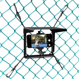 Cell Phone Fence Mount with Shade, Game Changer Mounting Kit for iPhone, GoPro, Mevo Start and Other Action Cameras, for Recording Baseball, Football, Rugby, Softball, Hockey and Tennis Games (Black)